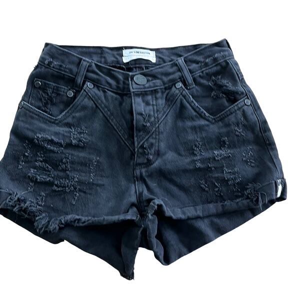 One X OneTeaspoon Black Hawks Denim Shorts Size 24 - Picture 1 of 11